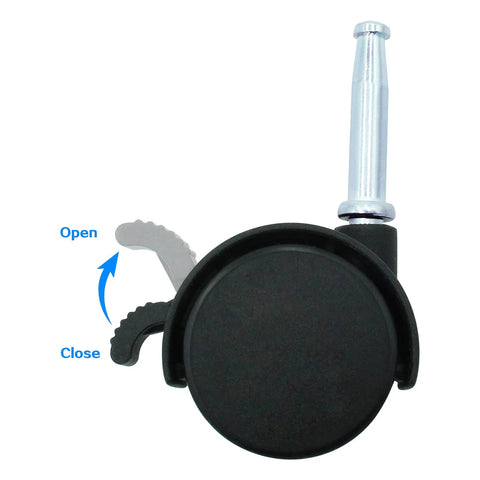 Side view of 2 Pack Locking Swivel Caster Replacement Wheels For Weber Gas Grill Stem Casters 2.5 Inch Twin Wheel Rubber Caster With Brake