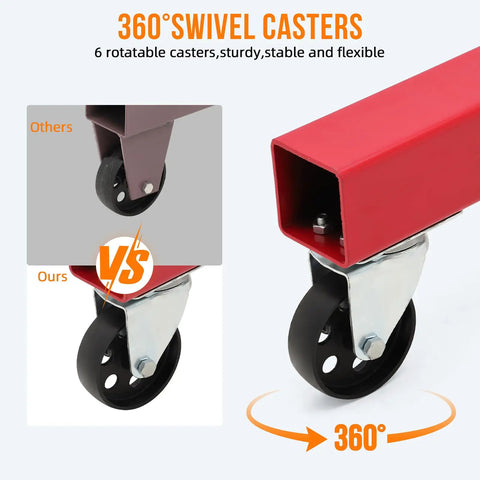 Hydraulic Engine Hoist And Cherry Picker Featuring 2 Ton 4000 Lb Capacity, tough steel swivel casters with 360-degree rotation.