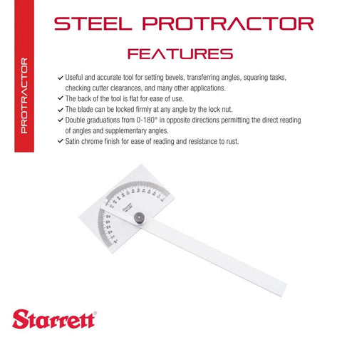 Double Graduation Steel Protractor, 6 Inch Bevel Transfer Tool And Angle Finder For Angles And Squaring, 0 To 180 Degree Range