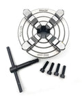 Top Shelf Four Jaw Lathe Chuck 125 Millimeter Single Movement Rig Built Tough With Heavy Alloy for precise metalworking tasks.