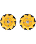 Pair of Deosdum Mecanum wheels, yellow centers with black tires, 48 mm, for DIY robot cars