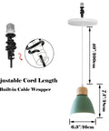 Kiven Instant Light Conversion Kit for 4/5/6inch Hole, metal pendant light with adjustable 40" cord, 6.3" green shade.