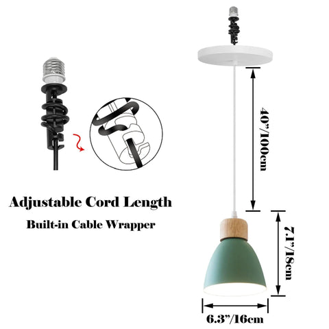 Kiven Instant Light Conversion Kit for 4/5/6inch Hole, metal pendant light with adjustable cord, 6.3" diameter, 7.1" height.