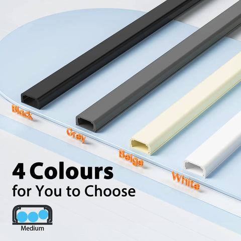 Straight Up Sturdy Beige Cord Hider And Wall Cable Cover Fits 2 To 3 Wires displays color options: black, grey, beige, white.