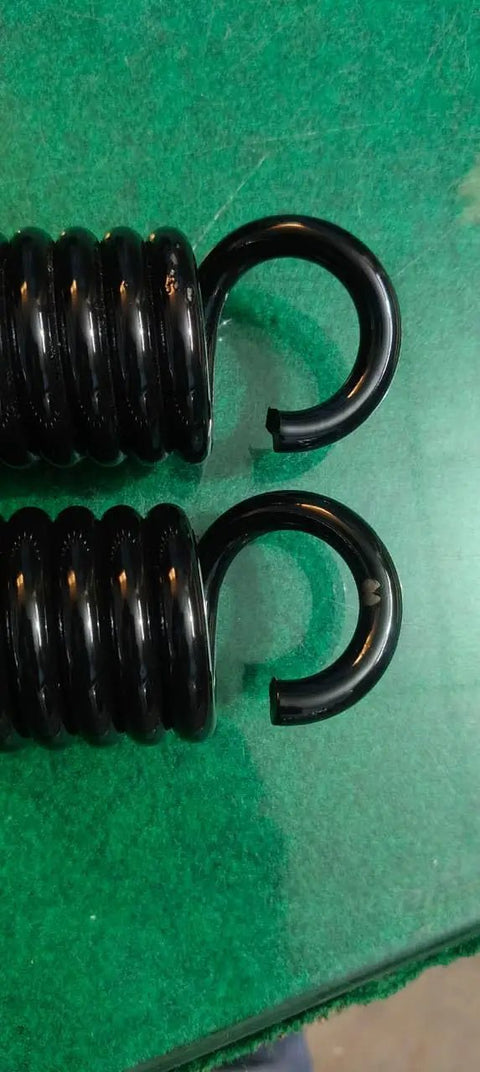 Heavy Duty Extension Springs Pair 11 Inch Hook To Hook 1.94 Inch Outer Diameter 0.33 Inch Chrome Silicon Wire close-up view