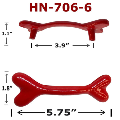 5.75 Inch Dog Bone Style Cast Iron Door Handle Red Gloss Finish For Barn Doors Gates Cabinets And Drawers Rustic Old School Farmhouse Vibe Pull