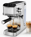 Knock Out Barista Level Shots With This 20 Bar Semi Automatic Espresso Machine Featuring Stainless Steel Build And Steam Wand For That Smooth Daily Brew That Hits Different Today, showing espresso brewing.