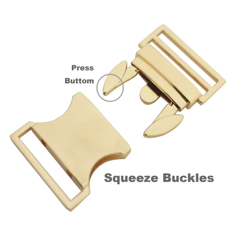 Built Tough 25mm Side Release Buckle Set 5 Pack Metal Quick Release Buckles For Paracord Bracelets Dog Collars Light Gold Finish