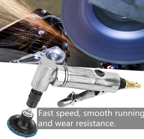 Built Tough Pneumatic Die Grinder With Fast Swap Chuck And Angled Shank For Zero Hassle Metal Deburring Wood Finishing And Rubber Shaping At A Rock Solid Two Thousand Rpm, showing metal cutting in action.