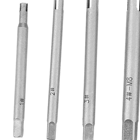 Premium Tap Extractor Set Makes Removing Stripped Or Broken Screw Heads A Total Breeze With This High Speed Steel Kit Perfect For Home Repair Jobs Involving Industrial Bolts And Tough Metal Fasteners That Just Won't Budge. HSS tap extractor set, #1 to #4 M8