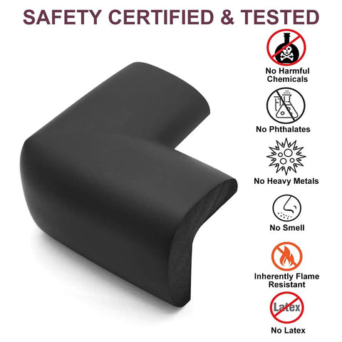 Worry Free Baby Proofing Corner Guards And 20.5 FT Furniture Bumper Strips, black foam corner guard for nursery safety.