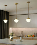 Set Of 2 Teardrop Crystal Pendant Lights, Modern LED Fixtures For Kitchen Island And Bedroom, Gold Finish shown over kitchen
