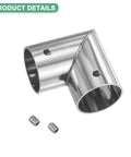 Six Pack Stainless Steel Structural Pipe Connector Set For 1 Inch 25mm OD Pipe, 90 Degree Two Way Fittings shown with screws