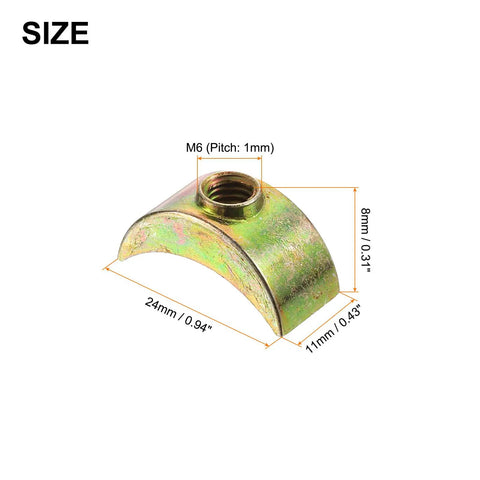 16 Piece M6 Half Moon Nuts And Washers Set In Bronze Zinc Alloy External Thread Lock Washers 11mm width 24mm length 8mm height