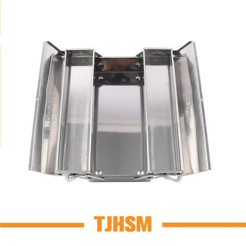 Solid Workhorse Folding Stainless Steel Toolbox With Three Spacious Tiered Trays And Reinforced Carry Handle top view of toolbox interior with three trays