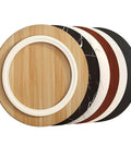 Thick 80cm Lazy Susan Turntable With Black Wood Grain Base Slays As Slick Rotating Dining Tray showcasing multiple circular designs.