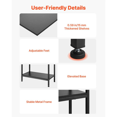 User-friendly details of Tall Freestanding Arched 4 Tier Open Storage Shelf with Heavy Duty Metal Frame Industrial Display Unit Black Book Organizer