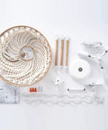 Boho Farmhouse Wood Beaded Pendant Light Fixture With Fringed White Beads 3 Light Rustic Chandelier assembly components