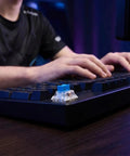 Blue 3-Pin Clicky Mechanical Keyboard Switches 50gf Actuation, Tactile And Audible Feedback, 30-Piece Bulk Pack For DIY Keyboards, Gaming, Typists, And Fidget Enthusiasts. installed on keyboard