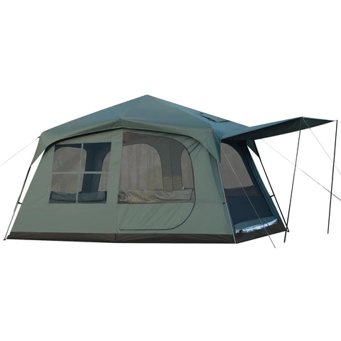 Family Cabin Tent For 6-8 With Porch And 2 Rooms, Waterproof Glamping Tent, 3 Doors, Tall And Spacious, Big Outdoor Camping Tent For Backyard, Hiking 