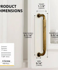 Ten Pack 5 Inch Antique Brass Cabinet Pulls For Kitchen Cabinets And Bathroom Vanities, Vintage Retro Drawer Handles, dimensions chart