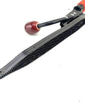 Heavy Duty Japanese Style Saw Rasp Sander With Swap Out Dual Grind Blades Coarse And Fine Teeth Anti Clog showing close-up of blade and handle.