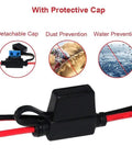13 Foot 12V Female Cigarette Lighter Socket Extension Cord With Battery Eyelet Ring 8.3mm Hole SPT 2 Cable Protective Cap