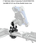 1 Inch Ball Handlebar U Bolt Mount Base Fits Round Rails 0.5 To 1.26 Inches RAM Mounts B Size Compatible With 1 Inch Ball Double Socket Arm Bike And Motorcycle Phone Holder attached to bike