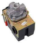 Air Compressor Pressure Switch 95 to 125 PSI Four Ports One Quarter Inch NPT With Unloader Valve On Off Lever Easy Replacement