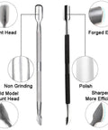 Must Have Pro Cuticle Trimmer With Pusher And Nipper Stainless Steel Manicure Pedicure Tool close-up showing blunt and sharp ends