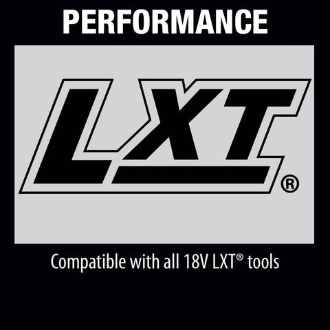 LXT logo and text reading 'Compatible with all 18V LXT tools' from 18V LXT Lithium-Ion 4.0Ah Battery And Fast Charger Starter Pack