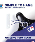Jersey Display Hanger For Wall Adjustable Pivot Joint That Shapes To Fit Any Sport showing adhesive hook ready installation