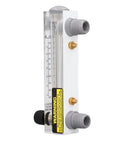 Panel Mount Water Flow Meter For PVC Pipe With Adjustable Knob, One Half Inch Male Thread And One Quarter Inch Female Thread, 0.2 To 2.0 GPM, Clear Display