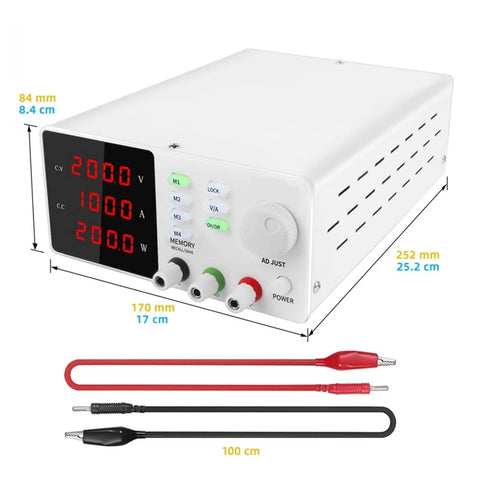 Pro-Grade Dual Display Digital Programmable DC Power Supply For Labs With Precision 1A Adjustable Output And 10A Current Capacity front view, 170 mm