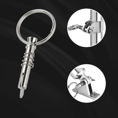 Marine Quick Release Pins One Quarter Inch Diameter With Drop Cam And Spring, 0.9 Inch Usable Length, 316 Stainless Steel