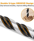 TITGGI masonry drill bit close-up; carbide-tipped twist drill with black and silver finish and orange stripe