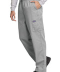 Mens Fly Front Cargo Scrub Pants With 7 Pockets Durable Fade Resistant Poly Cotton Poplin Plus Size 5XL Grey Rugged Wear