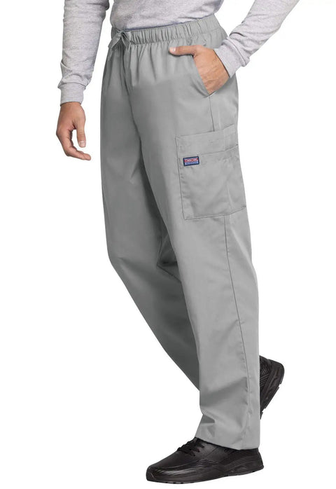 Mens Fly Front Cargo Scrub Pants With 7 Pockets Durable Fade Resistant Poly Cotton Poplin Plus Size 5XL Grey Rugged Wear