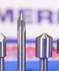 Three Piece Single Flute Countersink Set With 82 Degree Cutting Angle for 1/4 inch, 3/8 inch, and 1/2 inch bits on display
