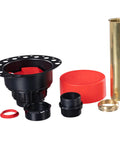 Two Piece ABS Freestanding Tub Drain Kit And Rough In With No Fuss Install components on white background