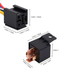 Dimensions of Two Pack 12V 80A Heavy Duty SPDT Car Relay With Harness and Socket Kit 5 Pin On Off Normally Open 5 Wire Automotive Relay for Electric Fans Relays DIY Auto Electrical Projects