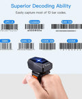 1D Finger Ring Barcode Scanner With Bluetooth And 2.4GHz Wireless And USB Wired Options on finger scanning barcodes
