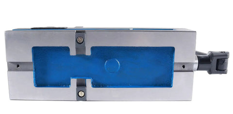 4 Inch Super Lock Precision CNC Machine Vise With Thrust Bearing For Rock Solid Clamping Power Built For Milling 4 Inch Jaw Width 1.259 Inch Jaw Height 45 Steel Jaws Ductile Iron Body Heavy Duty CNC Workholding, blue and silver