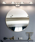 LED Bathroom Vanity Light Fixture With 4 Adjustable Swing Arm Heads 20W 4000K Daylight Nickel Finish Frosted Acrylic Diffusers