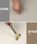 Heavy Duty 4 Inch Scraper Tool With Ten Extra Metal Blades For Paint Glue Gum Residue Removal Stickers Labels And Adhesive On Glass Stove Top Window And Floor The Ultimate Cleanup Buddy before and after use on adhesive