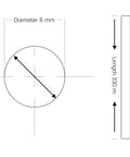 Two Pack 8mm X 330mm Case Hardened Chrome Linear Rail Shaft Set for 3D Printers, CNC Machines and DIY Projects, Precision Metric H8 Tolerance, High Hardness 55-60 HRC, Durable Smooth Glide Guide Rods for Pro DIY Builds, 8mm x 330mm shaft dimension diagram