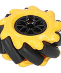 60mm mecanum wheel for smart robot cars; yellow outer shell with black roller tires.