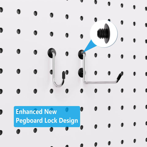 Slick Shop Pegboard Organizer And Hook Lock Kit With Heavy Duty Storage Bins showing enhanced pegboard hooks and locking design.