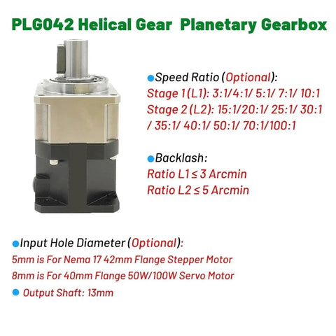 Heavy-Duty Helical Gear Planetary Gearbox And 90 Degree Angle Motor Reducer With Rock-Solid Precision, showing speed ratios and dimensions.