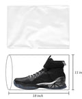 Hype Clear Shoe Shrink Wrap Bags 11X18 Inch Thick PVC Sneaker Packaging Film 100 Pack, showcasing a clear bag with a sneaker.